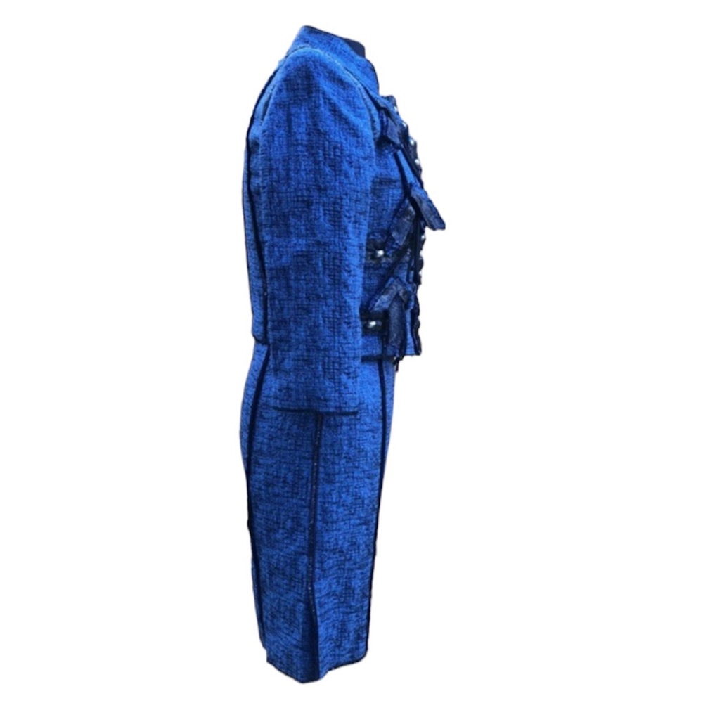 Marc Jacobs Collection Resort 2010 Metallic Blue Tweed Embellished Skirt Suit - Picture 7 of 13